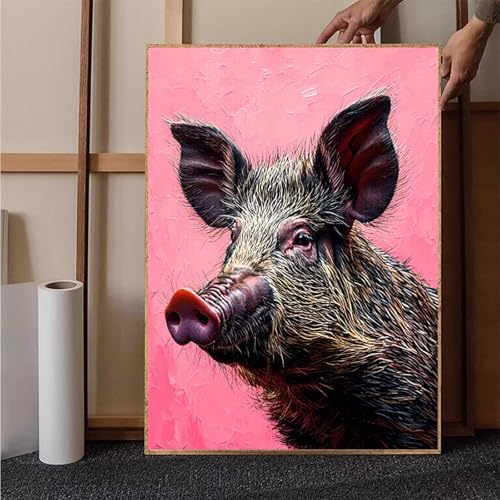 Diamond Painting Tier Crystal Art Schwein Diamond Painting Leinwand Bastelset Erwachsene 5D DIY Mosaikherstellung Stickerei Kreuzstich Malerei Kits für Wanddeko, Geschenke 50 x 70 cm -h251AJ0WL von HENJGWEG