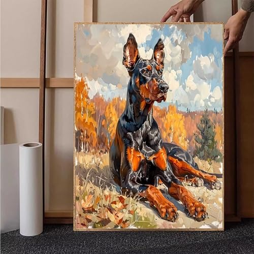 Diamond Painting Tier Diamant Painting Bilder Hund Diamond Painting Erwachsene Groß XXL, 5D Diamond Painting Eckige Steine Crystal Art Kinder Bastelnset für Deko Wohnzimmer, Geschenke, (50x70cm) W-H von HENJGWEG