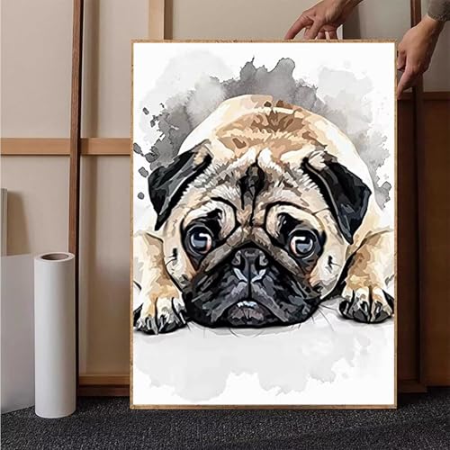 Diamond Painting Tier Diamant Painting Bilder Hund Diamond Painting Erwachsene Groß XXL, 5D Diamond Painting Eckige Steine Crystal Art Kinder Bastelnset für Wanddeko, Geschenke für Frauen, 70x95cm E-3 von HENJGWEG