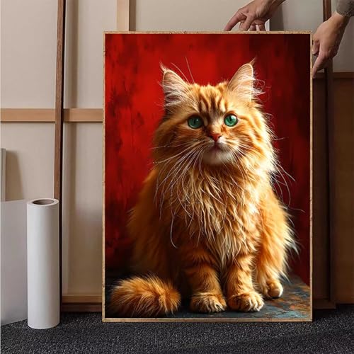 Diamond Painting Tier Diamant Painting Bilder Katze Diamond Painting Erwachsene Groß XXL, 5D Diamond Painting Eckige Steine Crystal Art Kinder Bastelnset für Deko Wohnzimmer, Geschenke, 70x95 cm 9-M von HENJGWEG