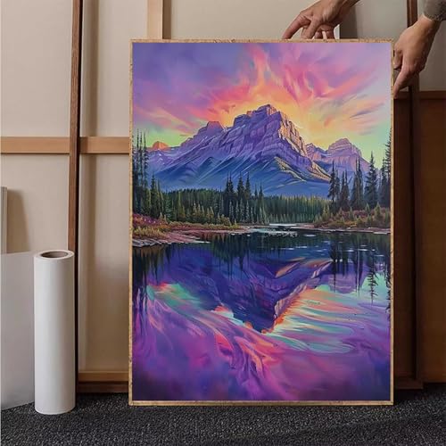 Diamond Painting Wald Diamant Painting Bilder Landschaft Diamond Painting Erwachsene Groß XXL, 5D Diamond Painting Eckige Steine Crystal Art Kinder Bastelnset für Wanddeko, Geschenke, 50x70 cm R-V von HENJGWEG