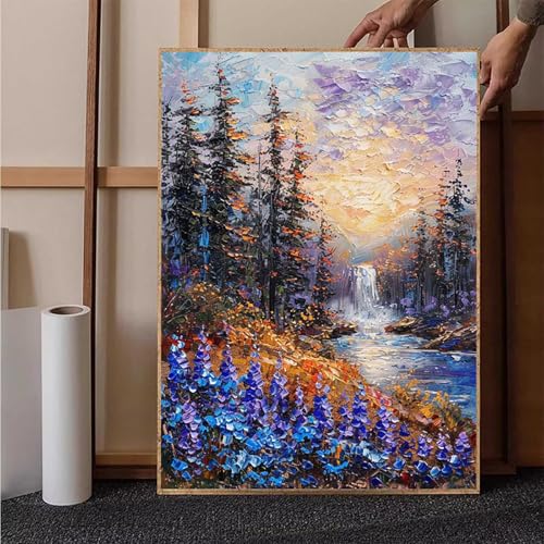 Diamond Painting Wald Diamant Painting Bilder Landschaft Diamond Painting Erwachsene Groß XXL, 5D Diamond Painting Eckige Steine Crystal Art Kinder Bastelnset für Wanddeko, Geschenke, 70 x 95 cm 9-K von HENJGWEG