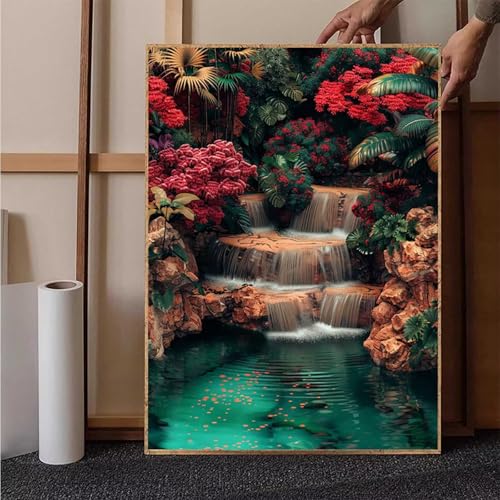 Fallen Diamond Painting XXL 60x80 cm, Landschaft Diamond Painting Erwachsene Bastelset, Diamond Painting Kinder Anfänger Mosaikherstellung Stickerei Kreuzstich Malerei Kits für Deko Wohnzimmer 2-F von HENJGWEG