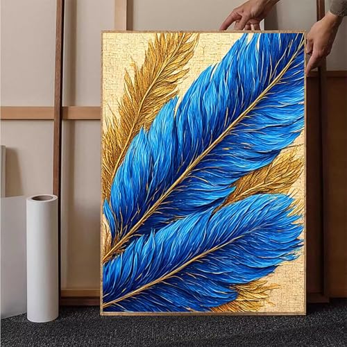 Feder Diamond Painting XXL 80x110 cm, Abstrakt Diamond Painting Erwachsene Bastelset, Diamond Painting Kinder Anfänger Mosaikherstellung Stickerei Kreuzstich Malerei Kits für Deko Wohnzimmer 9-2 von HENJGWEG