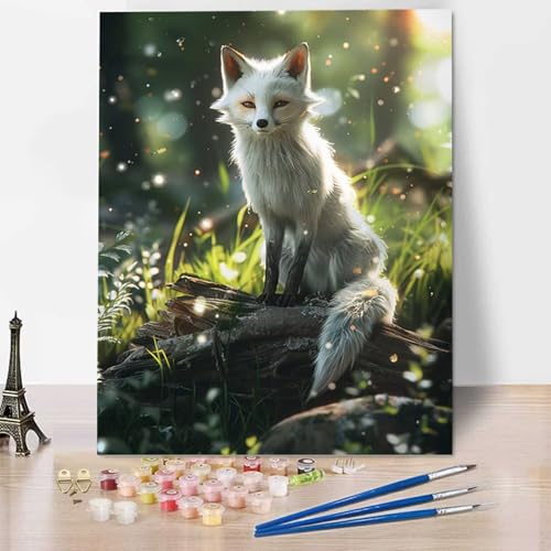 Fuchs Malen Nach Zahlen Erwachsene Tier Malen Nach Zahlen Kinder DIY Ölgemälde Leinwand Set mit Pinsel und Acrylpigment für Frauen Home Deko Geburtstag Weihnachten Geschenk - 70x95cm (Ohne Rahmen) 2-0 von HENJGWEG