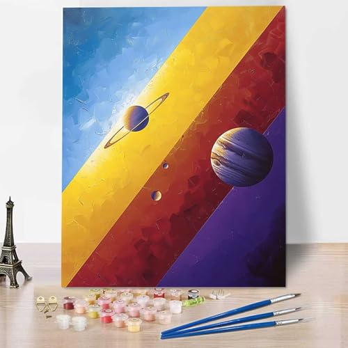 Galaxis Diy malen nach zahlen erwachsene Planet Malen Nach Zahlen Bild für Erwachsene Groß Diy Ölgemälde Kit für Anfänger, Malen Nach Zahlen Kinder Knitterfreie Leinwand (Rahmenlos) 60x80cm T-7 von HENJGWEG