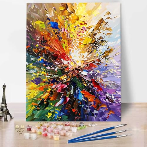 HENJGWEG Abstrakt Malen Nach Zahlen ab 5 6 7 Jahre Mädchen Rahmenlos - Malen Nach Zahlen Erwachsene Blume Malen Nach Zahlen für Kinder Acrylfarben, für kreative Heimdekoration, Geschenk 60x80cm 0-5 von HENJGWEG