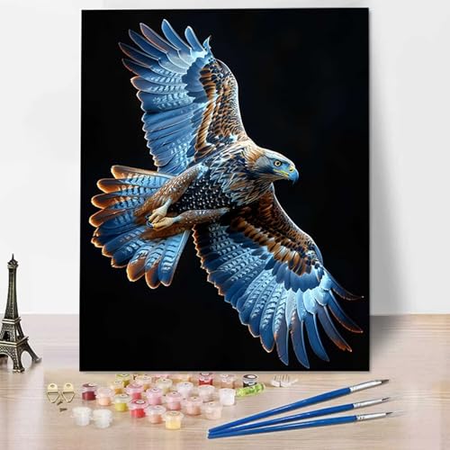 HENJGWEG Adler Malen Nach Zahlen Erwachsene, Painting By Numbers, DIY Tier Leinwand Ölgemälde Set, Malen Nach Zahlen Kinder Perfekt für Home Wand Dekoration und Geschenke (ohne Rahmen) 30 x 40 cm N-1 von HENJGWEG