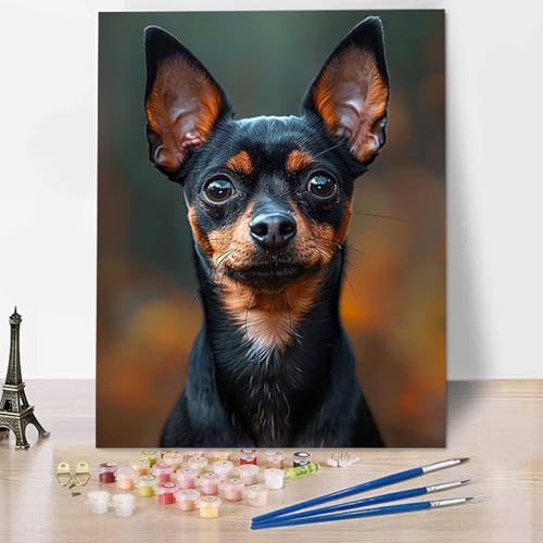 HENJGWEG DIY Malen nach Zahlen Erwachsene Tier Malen nach Zahlen Kits auf Leinwand Malen Nach Zahlen Kinder Hund Malen nach Zahlen Kunsthandwerk Geschenk für Home Wall Deco (60x80cm) (rahmenlos) 0-B von HENJGWEG