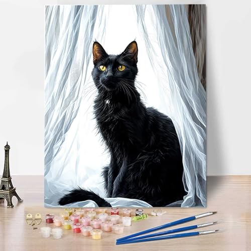 HENJGWEG DIY Malen nach Zahlen Erwachsene Tier Malen nach Zahlen Kits auf Leinwand Malen Nach Zahlen Kinder Katze Malen nach Zahlen Kunsthandwerk Geschenk für Home Wall Deco (60x80cm) (rahmenlos) 6-D von HENJGWEG