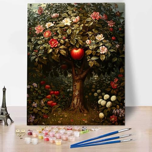 HENJGWEG Malen Nach Zahlen Erwachsene Landschaft - Anfänger Malen Nach Zahlen Kinder - Knitterfreie Leinwand, Pinsel und Acrylfarbe - Baum DIY Handgemalt Ölgemälde Kit Als Geschenk 100 x 135 cm E-L von HENJGWEG