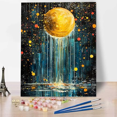 HENJGWEG Malen Nach Zahlen Erwachsene Mond - Anfänger Malen Nach Zahlen Kinder - Knitterfreie Leinwand, Pinsel und Acrylfarbe - Landschaft DIY Handgemalt Ölgemälde Kit Als Geschenk 100 x 135 cm R-0 von HENJGWEG