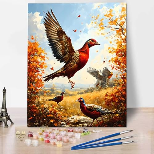 HENJGWEG Malen Nach Zahlen Erwachsene Wiese - Anfänger Malen Nach Zahlen Kinder - Knitterfreie Leinwand, Pinsel und Acrylfarbe - Huhn DIY Handgemalt Ölgemälde Kit Als Geschenk 100 x 135 cm N-Z von HENJGWEG