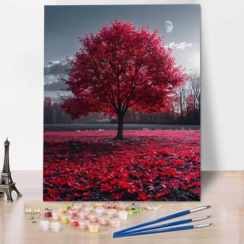 Herbst Malen Nach Zahlen ab 5 6 7 Jahre Mädchen Rahmenlos - Malen Nach Zahlen Erwachsene Baum Malen Nach Zahlen für Kinder Acrylfarben, für kreative Heimdekoration, Geschenk, Weihnachten 60x80cm 1-3 von HENJGWEG