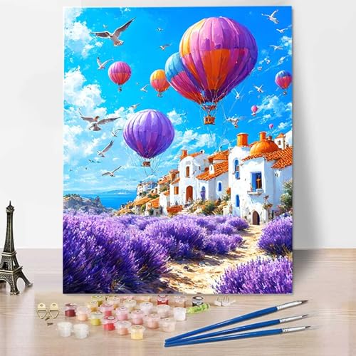 Himmel Malen Nach Zahlen Erwachsene, Painting By Numbers, DIY Landschaft Leinwand Ölgemälde Set, Malen Nach Zahlen Kinder Perfekt für Home Wand Dekoration und Geschenke (ohne Rahmen) 30 x 40 cm 5-6 von HENJGWEG