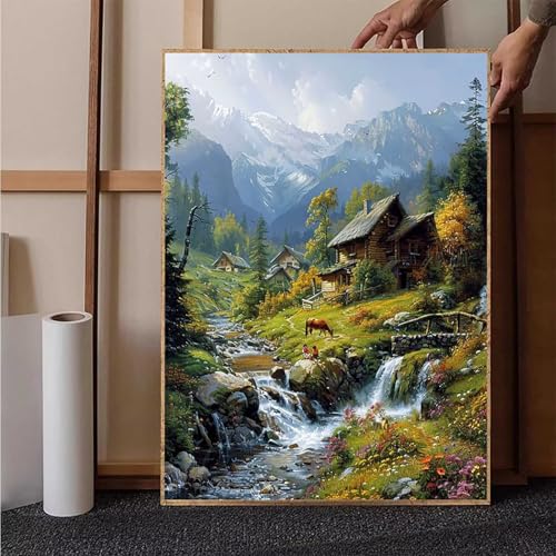 Landschaft Diamond Painting XXL (100x135cm), Wald Diamond Painting Erwachsene Bastelset, Diamond Painting Kinder Anfänger Mosaikherstellung Stickerei Kreuzstich Malerei Kits für Deko Wohnzimmer 2-0 von HENJGWEG