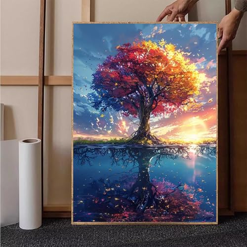 Landschaft Diamond Painting XXL 20x30cm, Baum Diamond Painting Erwachsene Bastelset, Diamond Painting Kinder Anfänger Mosaikherstellung Stickerei Kreuzstich Malerei Kits für Zimmer Deko Wohnzimmer X-X von HENJGWEG