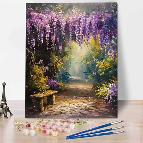 Lavendel Malen Nach Zahlen Stück ab 5 6 7 8 9 Jahre Mädchen und Jungen - DIY Malen Nach Zahlen Landschaft Malen Nach Zahlen Erwachsene für Kinder und Anfänger mit Pinsel und Acrylfarben (30x40cm) 8-2 von HENJGWEG