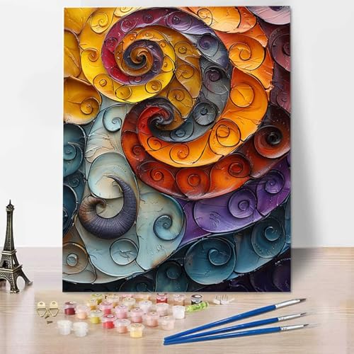 Malen Nach Zahlen Erwachsene Abstrakt, Mit Knitterfreie Leinwand, Pinsel und Acrylfarbe - Malen Nach Zahlen Kinder Wellen DIY Handgemalt Ölgemälde Kit für Heimdekoration, Geschenk (100x135cm) 4-Y von HENJGWEG