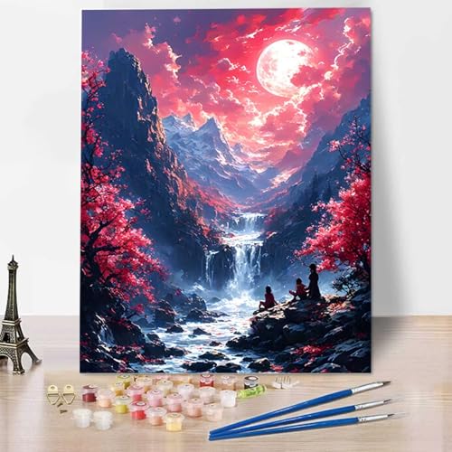 Malen Nach Zahlen Erwachsene Berg, Malen Nach Zahlen Kinder Landschaft DIY Handgemalt Ölgemälde Leinwand Kits Mit Pinseln und Acrylfarbe Als Geschenke und Heimdekoration, Ohne Rahmen (40x50cm) B-3 von HENJGWEG