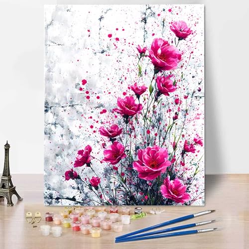 Malen Nach Zahlen Erwachsene Blume, Malen Nach Zahlen Kinder Blatt DIY Handgemalt Ölgemälde Leinwand Kits Mit Pinseln und Acrylfarbe Als Geschenke und Heimdekoration, Ohne Rahmen (40x50cm) 3-6 von HENJGWEG