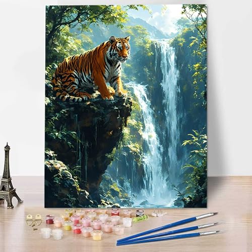 Malen Nach Zahlen Erwachsene Fallen, Mit Knitterfreie Leinwand, Pinsel und Acrylfarbe - Malen Nach Zahlen Kinder Tiger DIY Handgemalt Ölgemälde Kit für Heimdekoration, Geschenk (100x135cm) M-2 von HENJGWEG