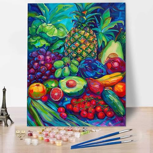 Malen Nach Zahlen Erwachsene Gemüse, Mit Knitterfreie Leinwand, Pinsel und Acrylfarbe - Malen Nach Zahlen Kinder Obst DIY Handgemalt Ölgemälde Kit für kreative Heimdekoration, Geschenk (100x135cm) V-1 von HENJGWEG