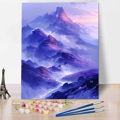 Malen Nach Zahlen Erwachsene Landschaft - DIY Berg Malen Nach Zahlen Kinder Handgemalt Ölgemälde Kit für Anfänger, Mit Pinseln und Acrylfarbe Handgemalt Ölgemälde Kit Als Geschenk 30x40cm E-1 von HENJGWEG