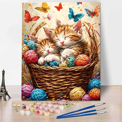 Malen Nach Zahlen Erwachsene Schmetterling, Mit Knitterfreie Leinwand, Pinsel und Acrylfarbe - Malen Nach Zahlen Kinder Katze DIY Handgemalt Ölgemälde Kit für Heimdekoration, Geschenk (100x135cm) 1-4 von HENJGWEG