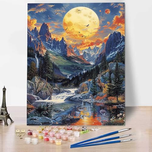 Malen Nach Zahlen Erwachsene Sonne, Mit Knitterfreie Leinwand, Pinsel und Acrylfarbe - Malen Nach Zahlen Kinder Landschaft DIY Handgemalt Ölgemälde Kit für Heimdekoration, Geschenk (100x135cm) X-4 von HENJGWEG