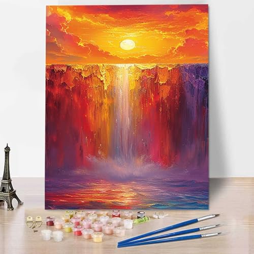 Malen Nach Zahlen Erwachsene Sonnenuntergang, Mit Knitterfreie Leinwand, Acrylfarbe - Malen Nach Zahlen Kinder Fallen DIY Handgemalt Ölgemälde Kit für Heimdekoration, Geschenk (100x135cm) N-2 von HENJGWEG