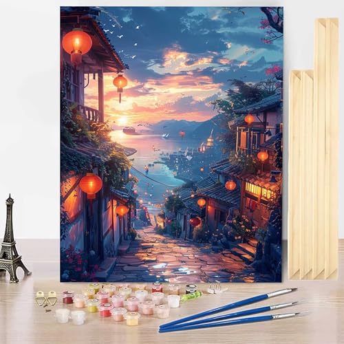 Malen Nach Zahlen Erwachsene Stadt Malen Nach Zahlen mit Rahmen, Paint by Numbers Landschaft Painting by Numbers Bastelset Erwachsene mit 3 Pinseln und Acrylfarbe für Deko Wohnzimmer 40 x 50 cm -j03LW Malen Nach Zahlen Erwachsene Stadt Malen Nach Zahlen mit Rahmen, Paint by Numbers Landschaft Painting by Numbers Bastelset Erwachsene mit 3 Pinseln und Acrylfarbe für Deko Wohnzimmer 40 x 50 cm -j03LW von HENJGWEG