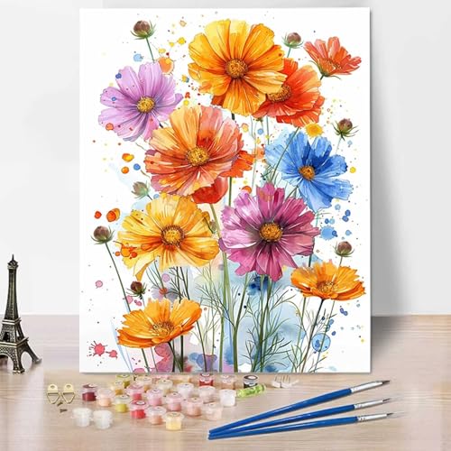 Malen nach Zahlen Kinder ab 7 8 9 10 Jahre Mädchen, Paint by Numbers color Malen nach Zahlen Erwachsene Jugendliche Malen-Nach-Zahlen Kinder Teenager Kreatives für Home Decor Blume (50x65cm) Z-9 von HENJGWEG