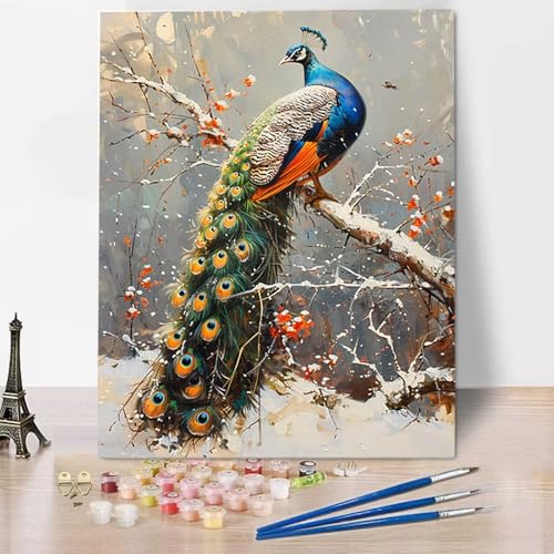 Malen nach Zahlen Kinder ab 7 8 9 10 Jahre Mädchen, Paint by Numbers color Malen nach Zahlen Erwachsene Jugendliche Malen-Nach-Zahlen Kinder Teenager Kreatives für Home Decor Winter (50x65cm) 9-U von HENJGWEG