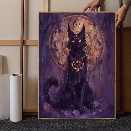 Rose Diamond Painting XXL 30x40 cm, Katze Diamond Painting Erwachsene Bastelset, Diamond Painting Kinder Anfänger Mosaikherstellung Stickerei Kreuzstich Malerei Kits für Zimmer Deko Wohnzimmer W-2 von HENJGWEG