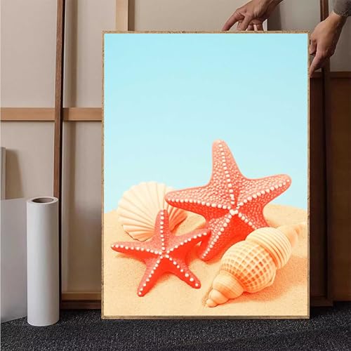 Seestern Diamond Painting XXL 20x30cm, Muschel Diamond Painting Erwachsene Bastelset, Diamond Painting Kinder Anfänger Mosaikherstellung Stickerei Kreuzstich Malerei Kits für Deko Wohnzimmer T-8 von HENJGWEG