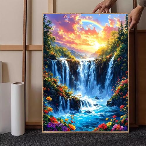 Sonnenuntergang Diamond Painting XXL 40x55 cm, Landschaft Diamond Painting Erwachsene Bastelset, Diamond Painting Kinder Mosaikherstellung Stickerei Kreuzstich Malerei Kits für Deko Wohnzimmer 4-P von HENJGWEG