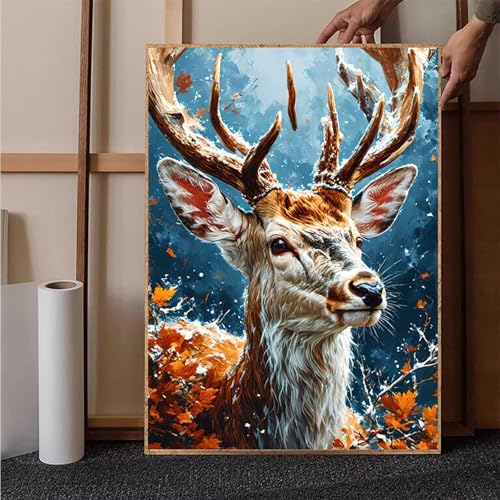 Tier Diamond Painting XXL 100 x 135 cm, Reh Diamond Painting Erwachsene Bastelset, Diamond Painting Kinder Anfänger Mosaikherstellung Stickerei Kreuzstich Malerei Kits für Zimmer Deko Wohnzimmer O-7 von HENJGWEG