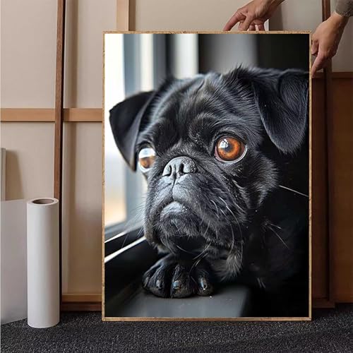 Tier Diamond Painting XXL 40 x 55 cm, Hund Diamond Painting Erwachsene Bastelset, Diamond Painting Kinder Anfänger Mosaikherstellung Stickerei Kreuzstich Malerei Kits für Zimmer Deko Wohnzimmer O-P von HENJGWEG