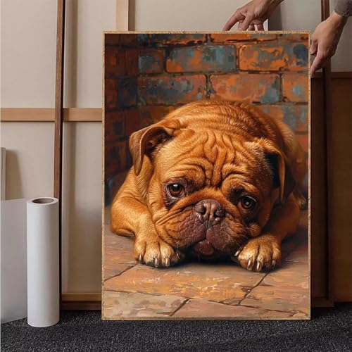 Tier Diamond Painting XXL 40x55cm, Hund Diamond Painting Erwachsene Bastelset, Diamond Painting Kinder Anfänger Mosaikherstellung Stickerei Kreuzstich Malerei Kits für Zimmer Deko Wohnzimmer I-D von HENJGWEG