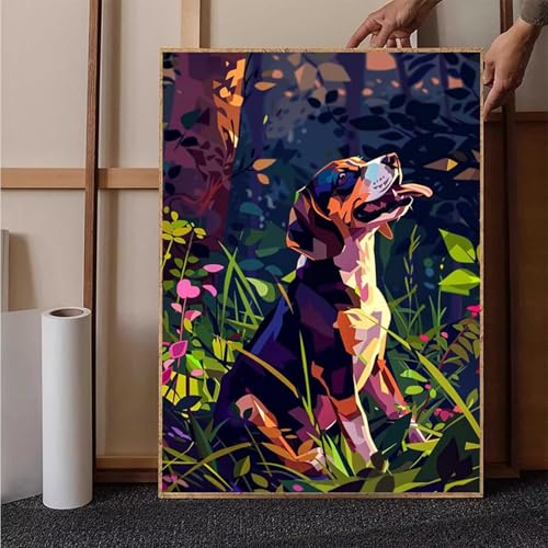 Tier Diamond Painting XXL 60x80 cm, Hund Diamond Painting Erwachsene Bastelset, Diamond Painting Kinder Anfänger Mosaikherstellung Stickerei Kreuzstich Malerei Kits für Zimmer Deko Wohnzimmer 4-8 von HENJGWEG