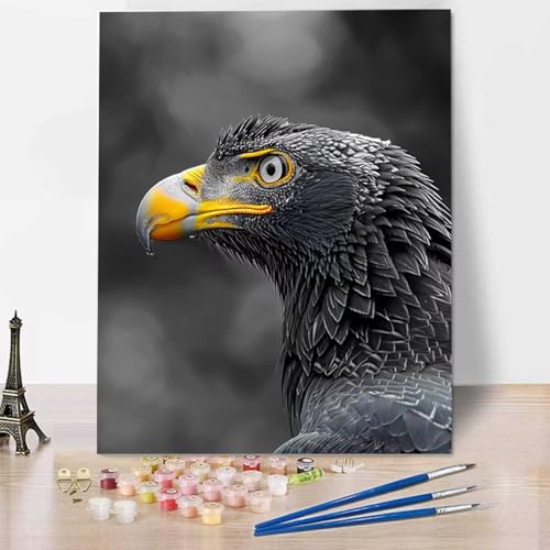 Tier Malen Nach Zahlen ab 5 6 7 Jahre Mädchen Rahmenlos - Malen Nach Zahlen Erwachsene Adler Malen Nach Zahlen für Kinder Acrylfarben, für kreative Heimdekoration, Geschenk, Weihnachten 60x80cm P-9 von HENJGWEG