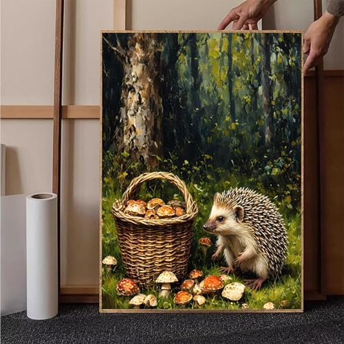 Wald Diamond Painting XXL (100x135cm), Igel Diamond Painting Erwachsene Bastelset, Diamond Painting Kinder Anfänger Mosaikherstellung Stickerei Kreuzstich Malerei Kits für Zimmer Deko Wohnzimmer 9-3 von HENJGWEG