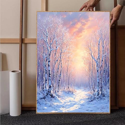 Winter Diamond Painting XXL 30x40 cm, Landschaft Diamond Painting Erwachsene Bastelset, Diamond Painting Kinder Anfänger Mosaikherstellung Stickerei Kreuzstich Malerei Kits für Deko Wohnzimmer M-E von HENJGWEG