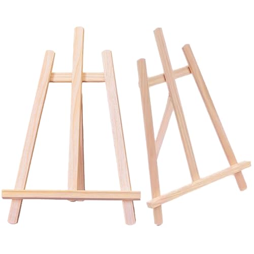 HEOUCH 2 Stück Tischstaffelei, Dreieckige Staffelei Holz, Staffelei Kinder, Faltbare Staffeleien, Mini Staffelei zum Malen, Party Staffeleien, Kinder Kunst y Handwerk Handyhalter von HEOUCH