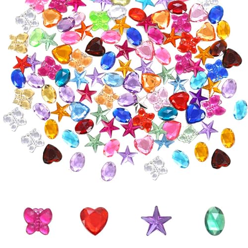 HEOUCH 200 Stück Acryl Wasserperlen für Kinder, Transparent Diamanten Kinder, Bunt Edelsteine Kinder, Füller Dekoration, Geeignet für Kostüme, Partys, Landschaftsdekoration, DIY Schöne Geschenke von HEOUCH