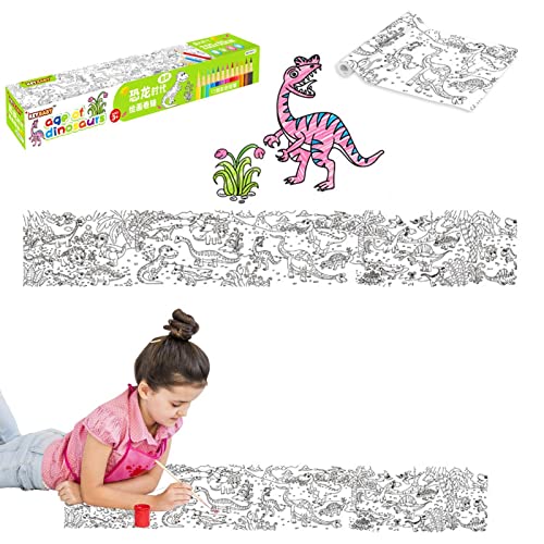 Farbroller, Meerjungfrau Dinosaurier Zeichenpapierrolle für Kinder, Zeichenpapierrolle DIY Farbfüllpapier, klebriges Wandzeichnungspapier Hepvet von HEPVET