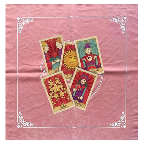 Tarottuch - 19.29x19.29in Himmelsalzer Tarottuch rosa Astrologie Tarotkarte Teppich,Faltbare rituelle spirituelle Leinwand für heilige Stätten, Altar Aktivitäten Hepvet von HEPVET