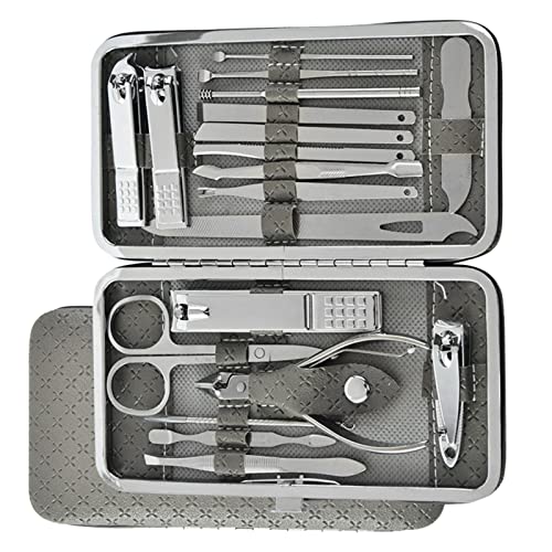 Werkzeugset für persönliche Nagelpflege | Pediküre Set aus 19 Stück aus Edelstahl,Professionelle Pflege Kit, Schere Pinzette Ohren Pick-Tools Grooming Kit mit PU-Ledertasche Hepvet von HEPVET