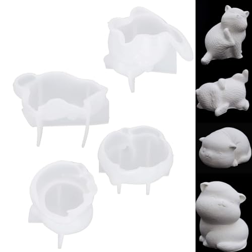 4 Stück Kätzchen Kerzenform, Katzenform 3D Tierharzformen Silikonformen Epoxidgussformen für Kerze, Fondant, Seife von HERCHR